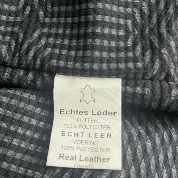 Genuine Leather Distressed Look Cafe Racer Jacket Zip Front & Sleeves Blue Large - Picture 14 of 14